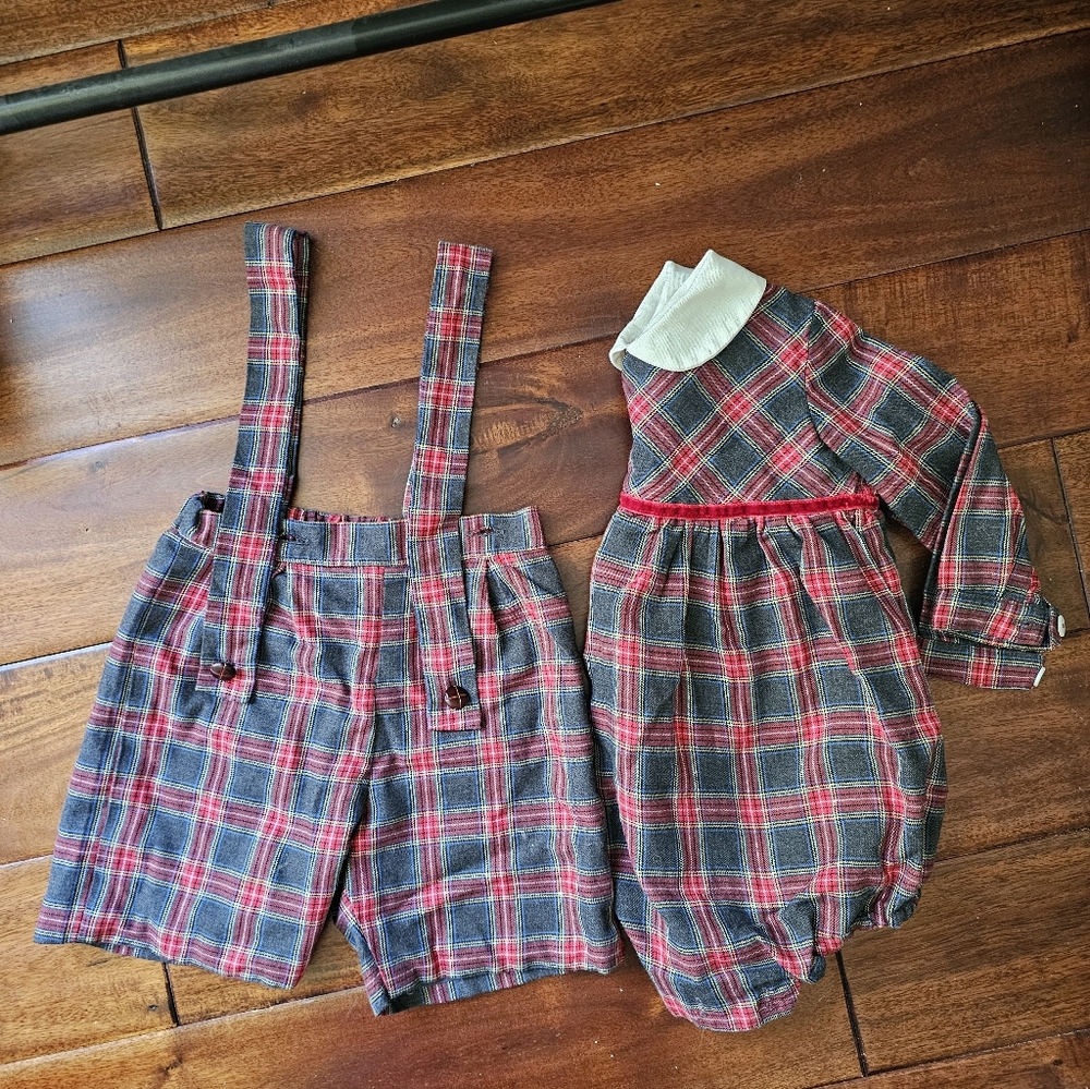 Pepa & Co Tartan Plaid Baby Outfit Set